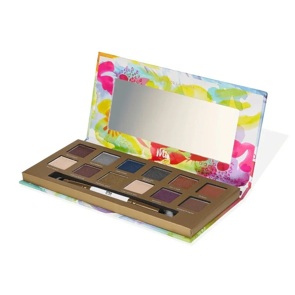 Mia del Mar Life Is A Fiesta Eyeshadow Palette Full Size 12 Pan w/Dual Brush NIB
